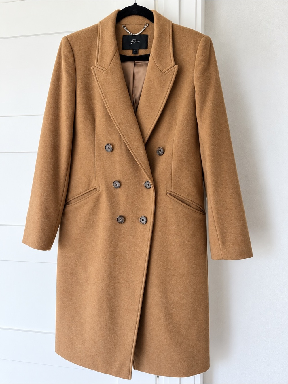 J. Crew Women's Camel Double-Breasted Wool Pea Coat
